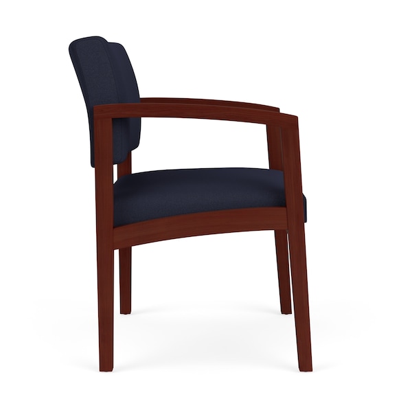Lesro Lenox Wood Wide Guest Chair Wood Frame, Mahogany, OH Navy Upholstery LW1201 - main